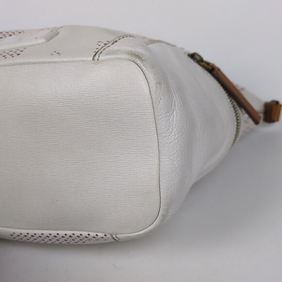 FOSSIL White Floral Perforated Leather Crossbody Bag Mid-Size Women's - Picture 4 of 9